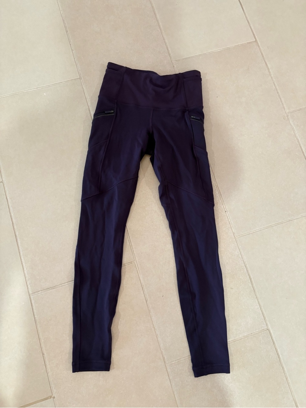 Lululemon Deep Plum Zippered Pocket Running Leggings High Rise Tights - Size 6